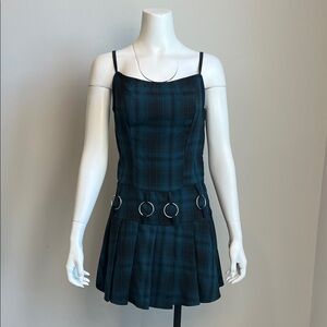 Social Collision Blue Plaid Hardware Dress